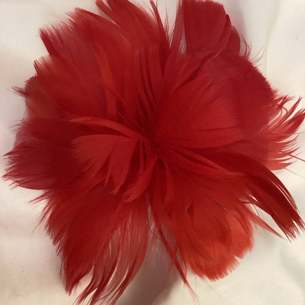 Petite Red Feather Fascinator Hair Clip, brooch pin. Hat clip